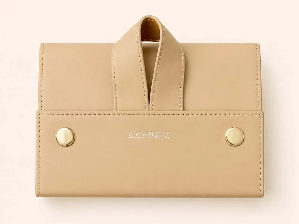 LEFOR.Z Foldable Travel Sunglasses Organizer Case Beige 4 Slot